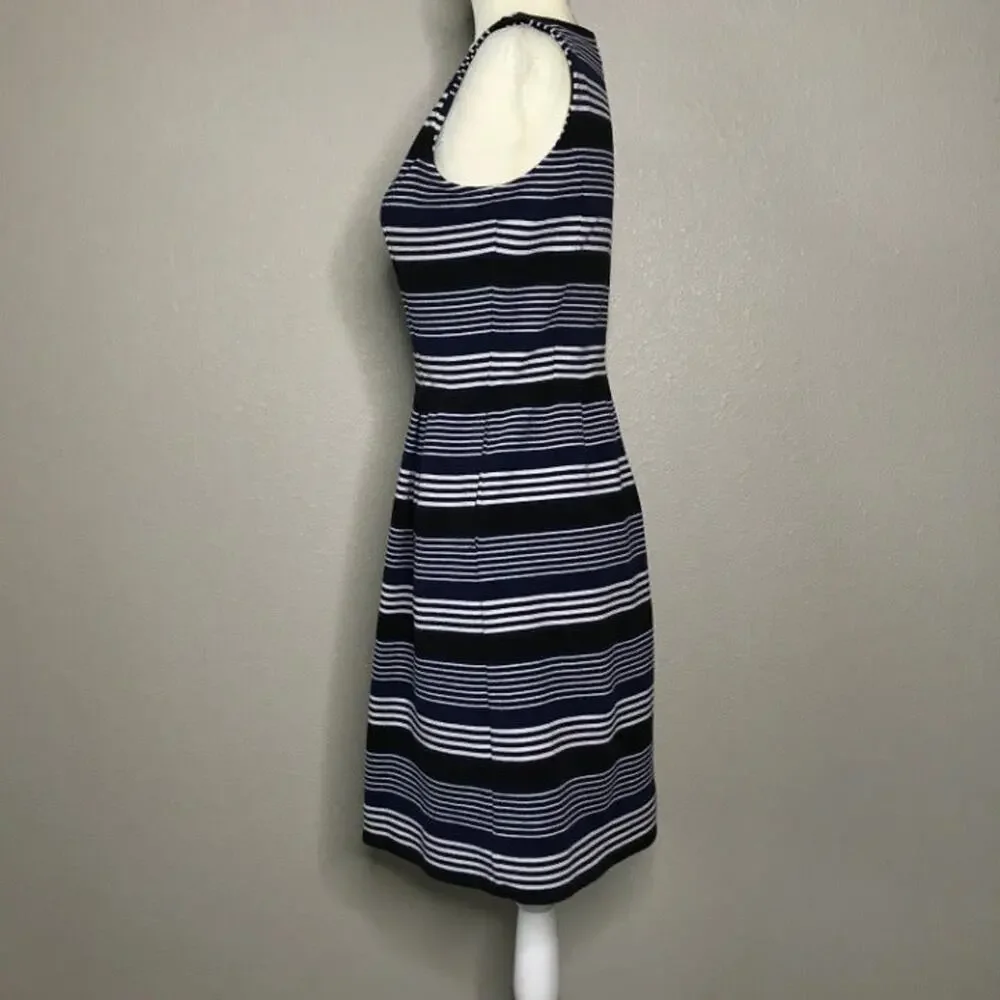 Madewell Gallerist Ponte V-Neck Striped Sleeveless Dress Small